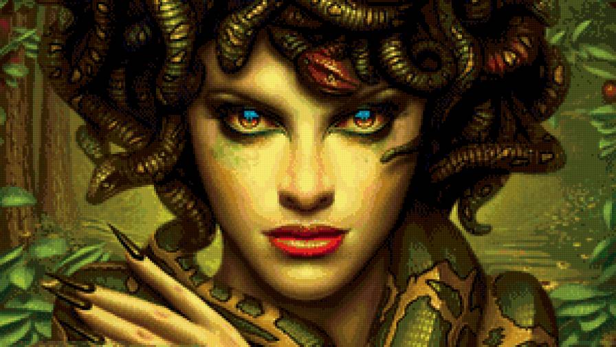 женщина-змея - женщина, змея, картина, фентези, девушка - предпросмотр