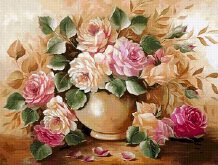 Букет роз - розы, букет в вазе, цветы, букет - предпросмотр