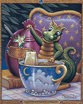 дракончик пьет чай - кухня, дракон - оригинал