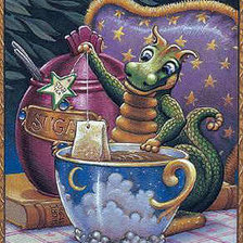 Оригинал схемы вышивки «дракончик пьет чай» (№882639)
