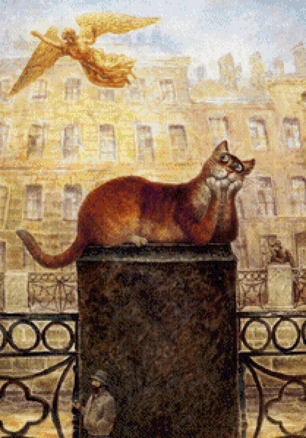 Ангел Петропавловки - питерские коты, румянцев, картина - предпросмотр