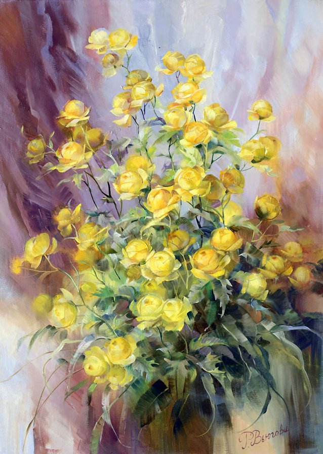 жёлтые цветы - акварель, панно, букет, цветы, картина, живопись - оригинал