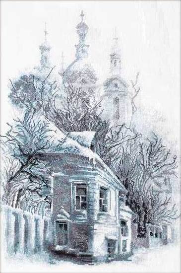 Зимний дом - дом, снег, зима, церковь - оригинал