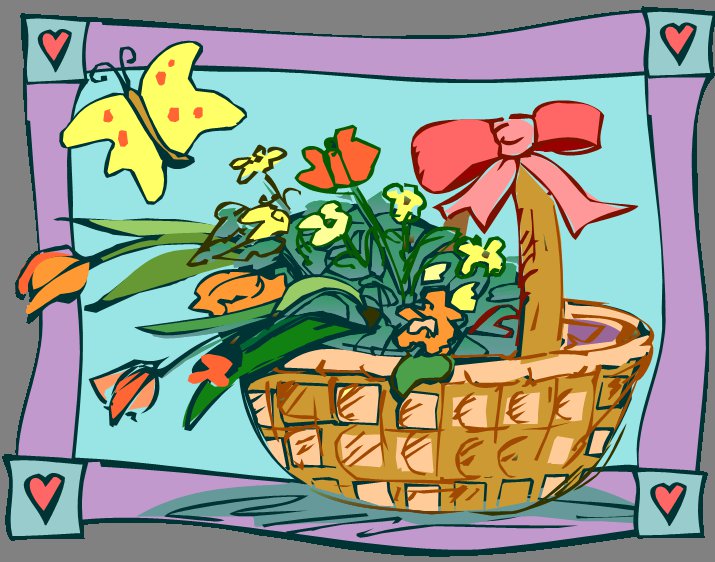 Корзина с цветами - корзина, цветы, фон - оригинал