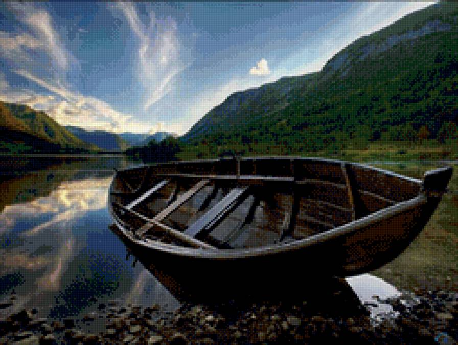 лодка - лодка, природа, озеро - предпросмотр