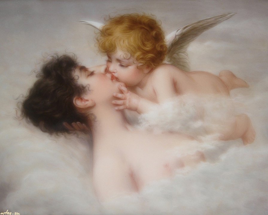 поцелуй ангела - поцелуй, женщина, любовь, ангел, картина - оригинал