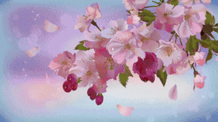 абрикосовая ветка в цвету - арт, живопись, цвет, абрикосы, весна, ветка, сад - предпросмотр