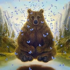 Оригинал схемы вышивки «медведь в лесу» (№886666)