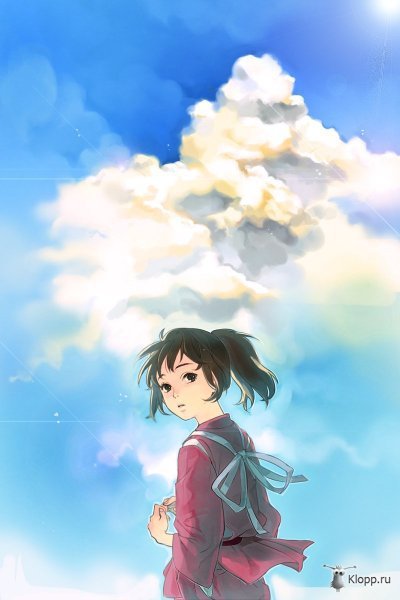 Тихиро - облака, хаяо миядзаки, тихиро, аниме, унесенные призраками, небо - оригинал