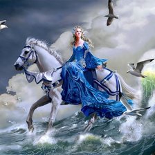 Оригинал схемы вышивки «девушка на белом коне» (№887056)