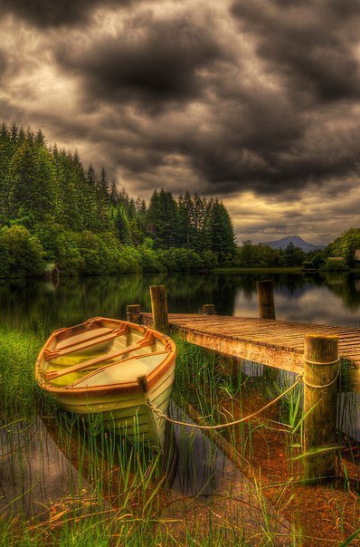 природа - лодка, природа, лес, озеро - оригинал