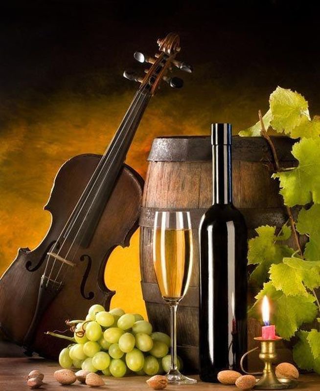 винный погреб - вино, скрипка, виноград - оригинал