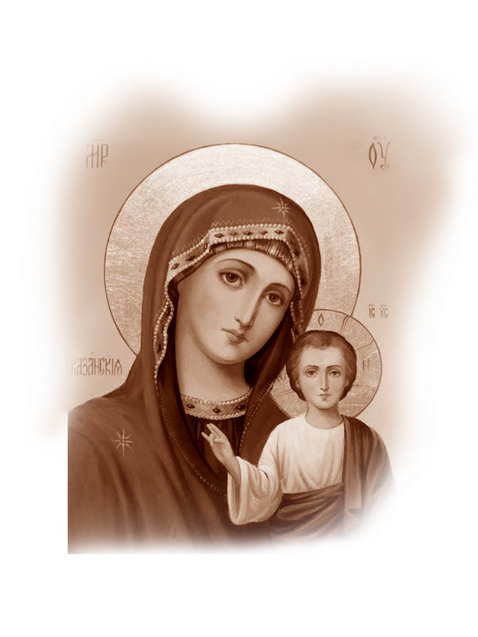 Казанская Богородица 3 - религия, казанская богородица, монохром - оригинал