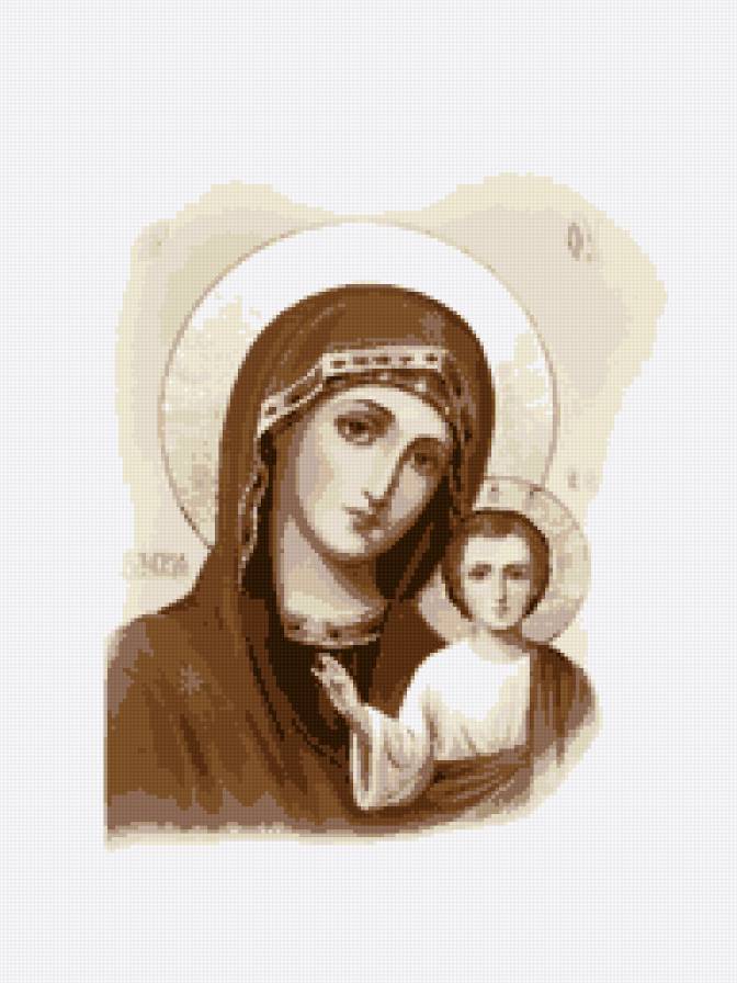 Казанская Богородица 1 - религия, казанская богородица, монохром - предпросмотр