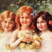 Оригинал схемы вышивки «три девочки» (№893802)