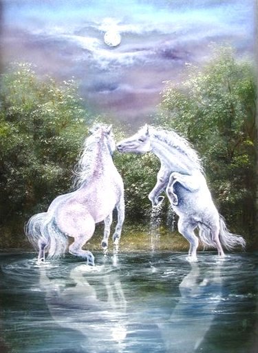 Белые лошади - вода, лошади - оригинал