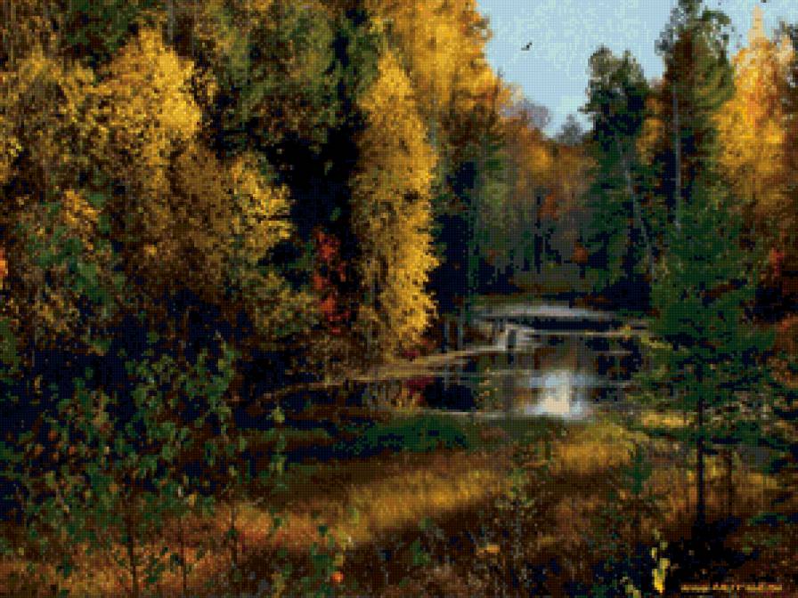 Золотая осень - пейзаж. осень, природа. пруд - предпросмотр