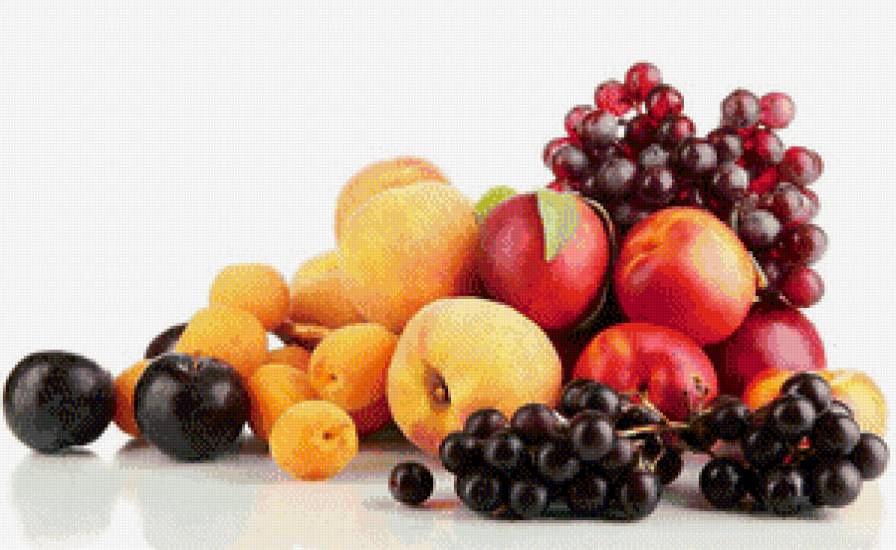 фрукты - слива, кухня, виноград, фрукты, персик, яблоки - предпросмотр