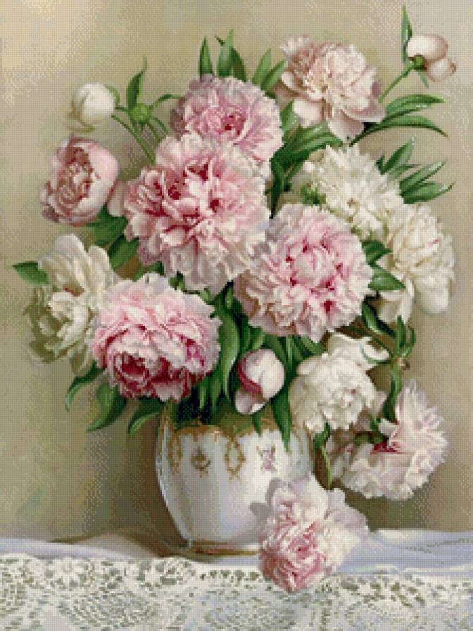 розовые пионы - нежность, цветы, букет, живопись, ваза, натюрморт, весна, пионы - предпросмотр
