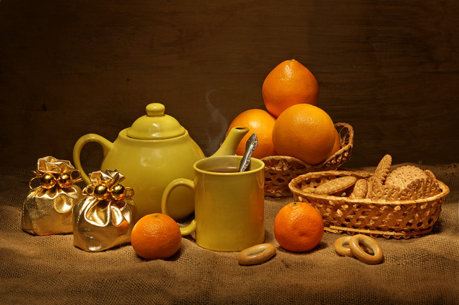 Чаепитие - чай, апельсины - оригинал