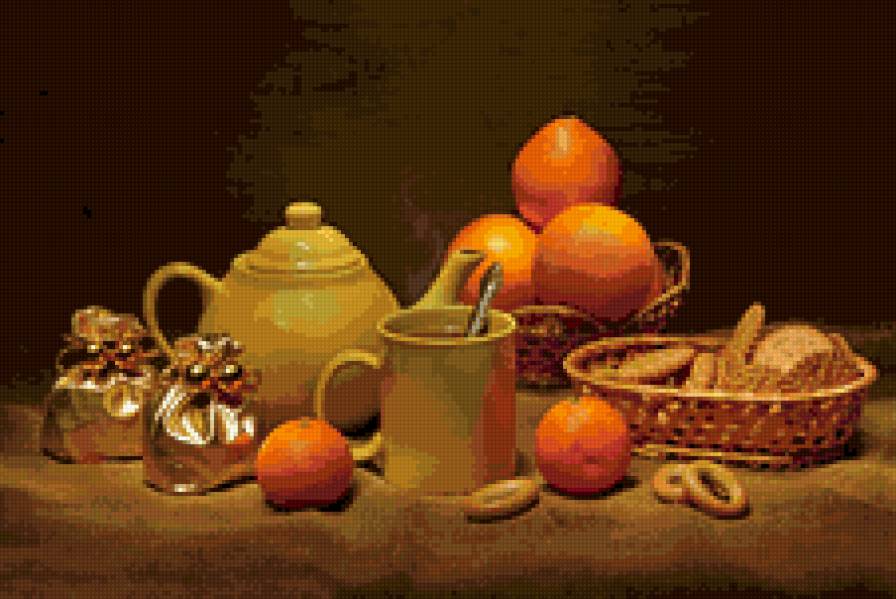 Чаепитие - апельсины, чай - предпросмотр