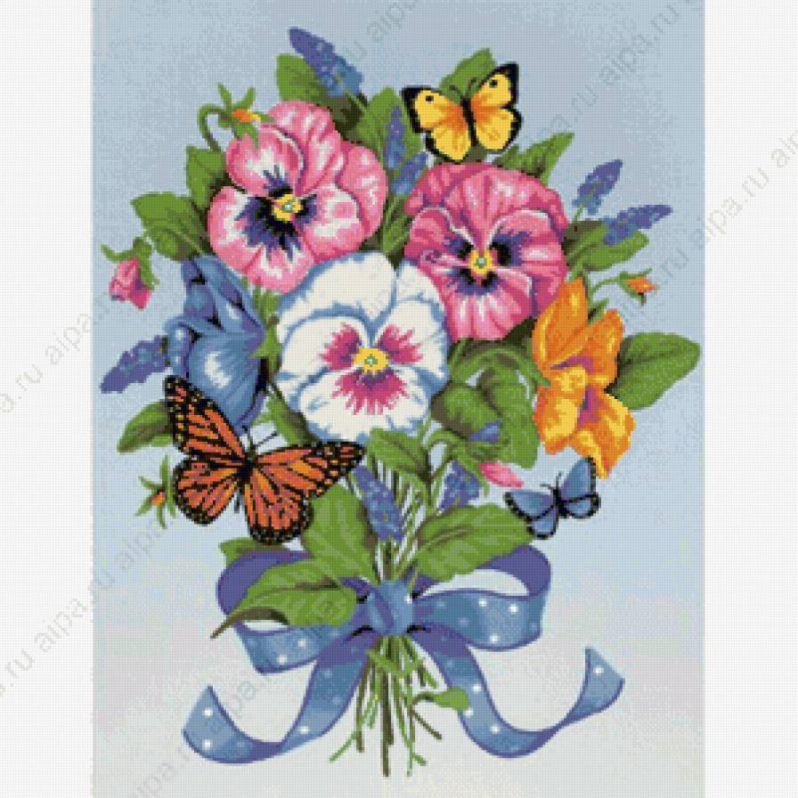 букетик - цветы, бабочка - предпросмотр