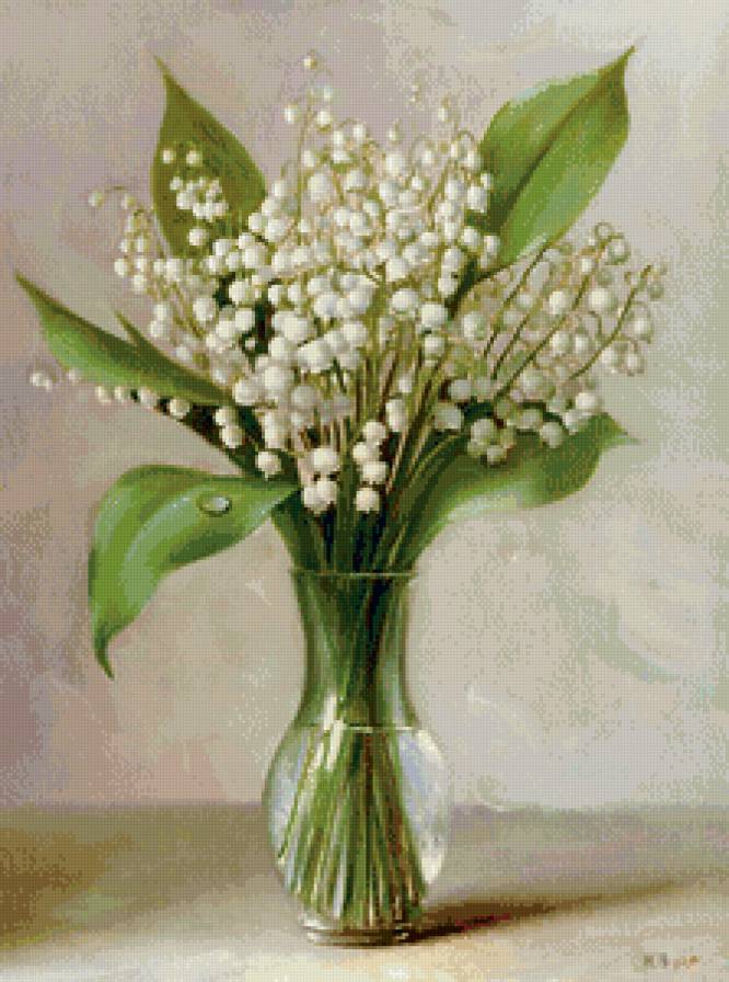 душистые ландыши - весна, ваза, рисунок, акварель, ландыши, нежность, букет - предпросмотр
