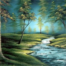 Оригинал схемы вышивки «весенний лес с ручьём» (№904972)
