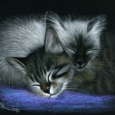 Оригинал схемы вышивки «спящие котята» (№907723)