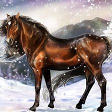 Оригинал схемы вышивки «лошадь зимой» (№907962)