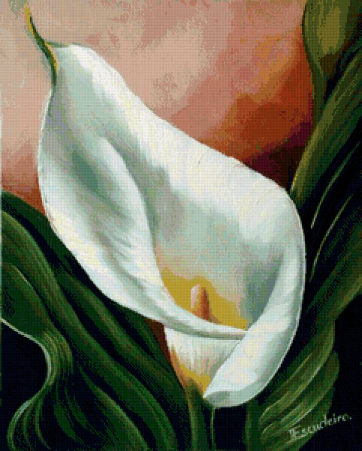 панно с белой каллой - калла, цветок, нежность, панно, живопись - предпросмотр