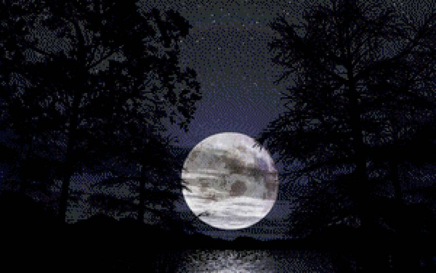 лунная ночь - ночь, луна - предпросмотр