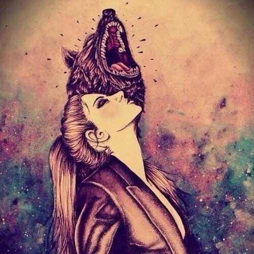Волчица - женщина, волчица, крик - оригинал