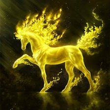 Оригинал схемы вышивки «золотой конь» (№914579)