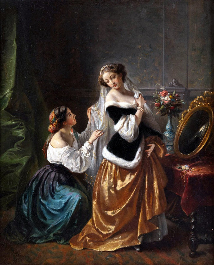 Дама и зеркало - живопись, женщина - оригинал