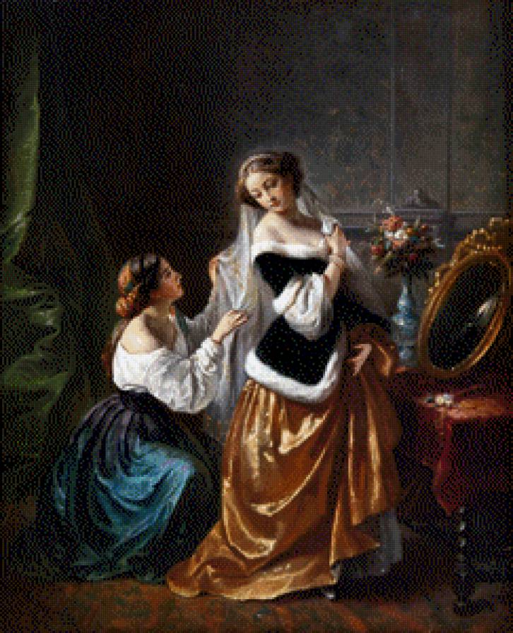 Дама и зеркало - живопись, женщина - предпросмотр