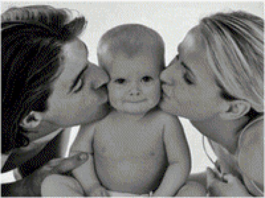 семейный поцелуй - малыш, ребенок, поцелуй, семья, люди - предпросмотр
