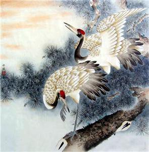 Восточная живопись Журавли - птицы, восточная живопись, восток, журавли - оригинал