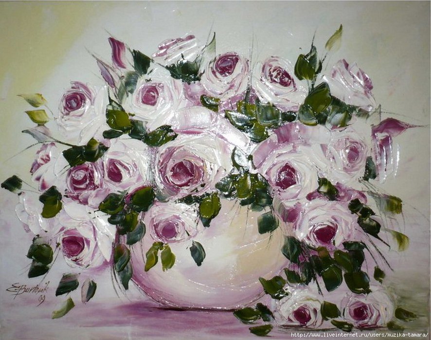 нежные розы в вазе - натюрморт, букет, нежность, розы, ваза, цветы, живопись - оригинал
