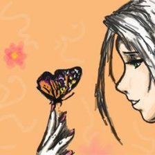 Схема вышивки «девушка и бабочка»