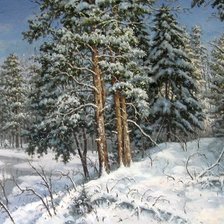 Оригинал схемы вышивки «зима в сосновом лесу» (№920839)