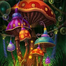 Оригинал схемы вышивки «Волшебный дворец из сказочных грибов» (№921152)