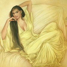 Оригинал схемы вышивки «девушка в желтом» (№922254)
