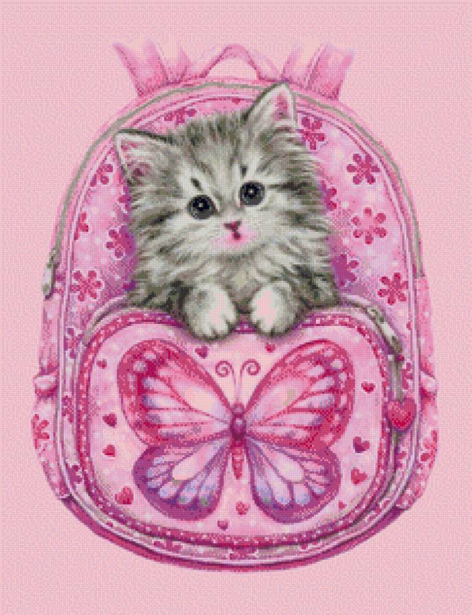 Котенок в рюкзаке - котенок, детское - предпросмотр