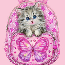 Схема вышивки «Котенок в рюкзаке»