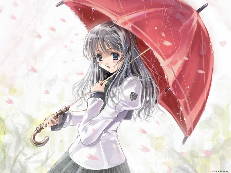 Девушка с зонтом - дождь, зонт, девушка - оригинал