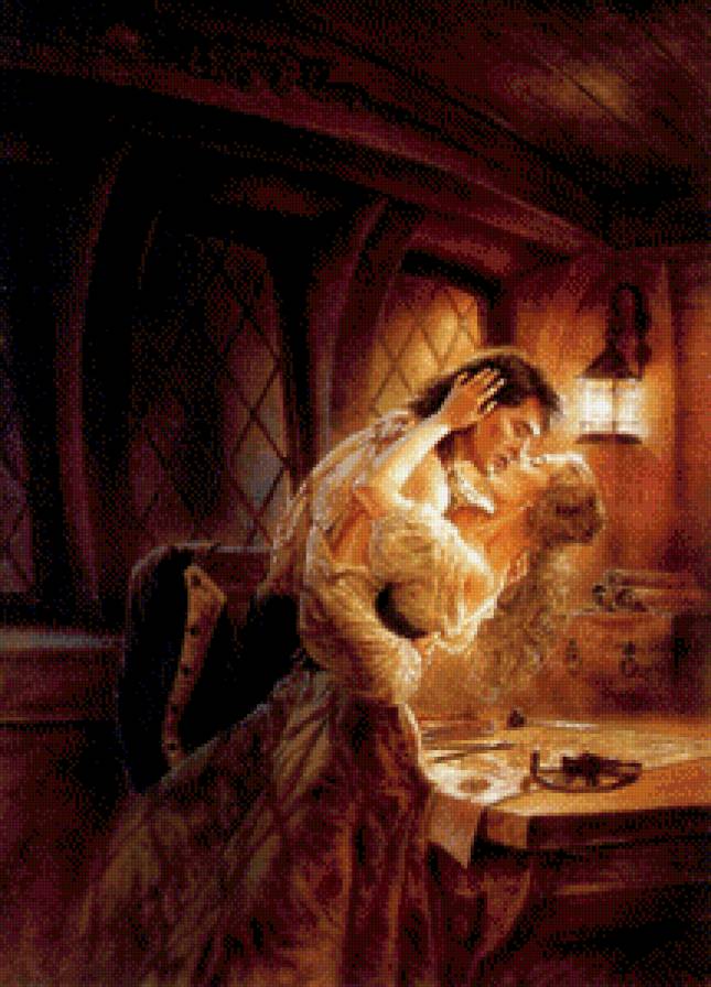 Мечты. Картина художника Luis Royo - мечта, пара, мужчина и женщина, двое, поцелуй, любовь - предпросмотр