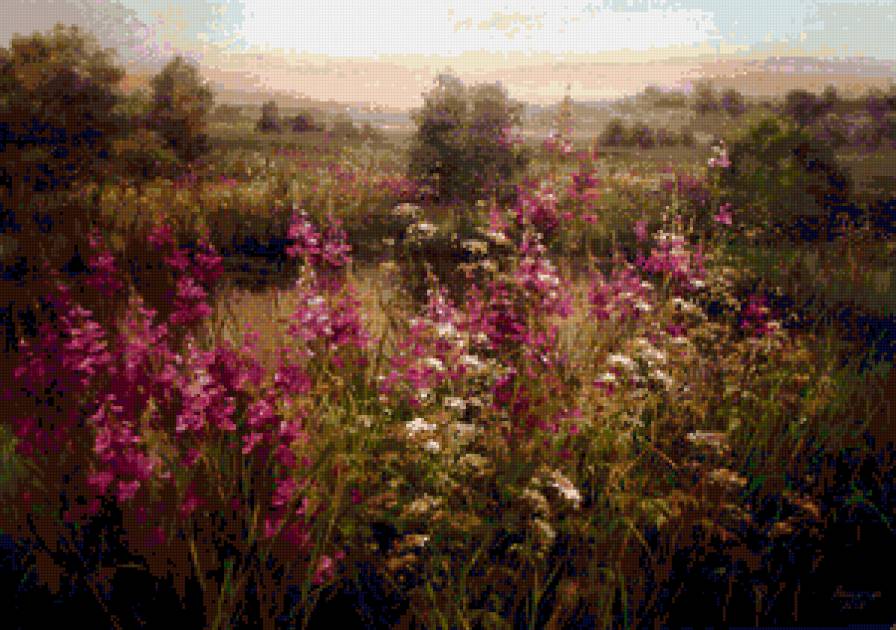 полевые цветы - картины художников, природа, цветы, живопись - предпросмотр