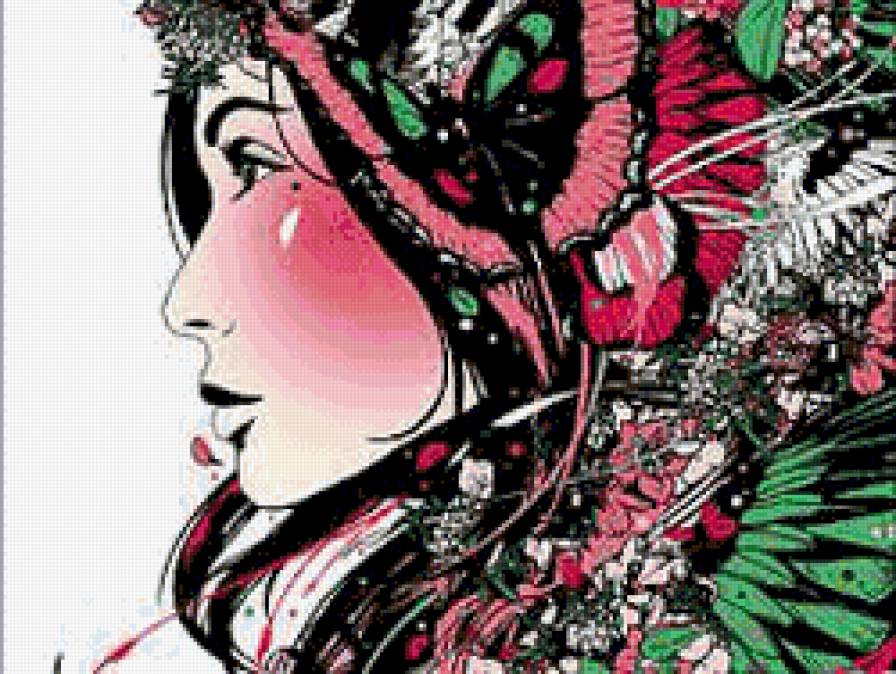 Девушка в цветах - фэнтези, девушка, цветы, лицо, marumiyan - предпросмотр