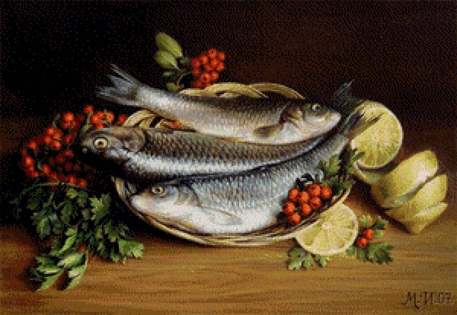 cерия "кухня" - кухнеа. натюрморт.рыба. ягоды.лимон - предпросмотр